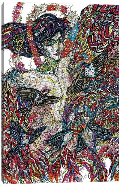 Sirin. The Bird of Joy Canvas Art Print - Maria Susarenko