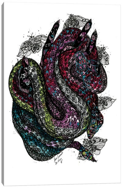 Pink Snake Canvas Art Print - Maria Susarenko