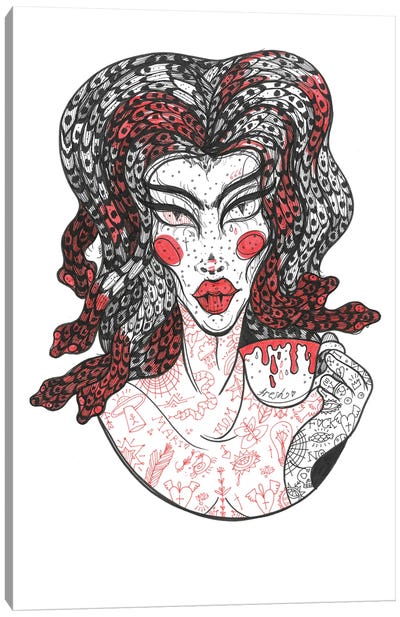 Medusa Drinks Canvas Art Print - Maria Susarenko