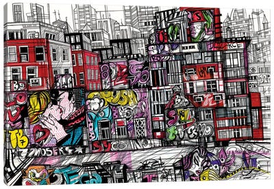 New York.Urban Graffiti Canvas Art Print - Hyper-Realistic & Detailed Drawings