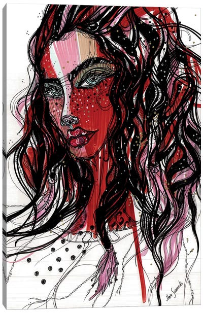 Red Glitter Canvas Art Print - Black, White & Red Art