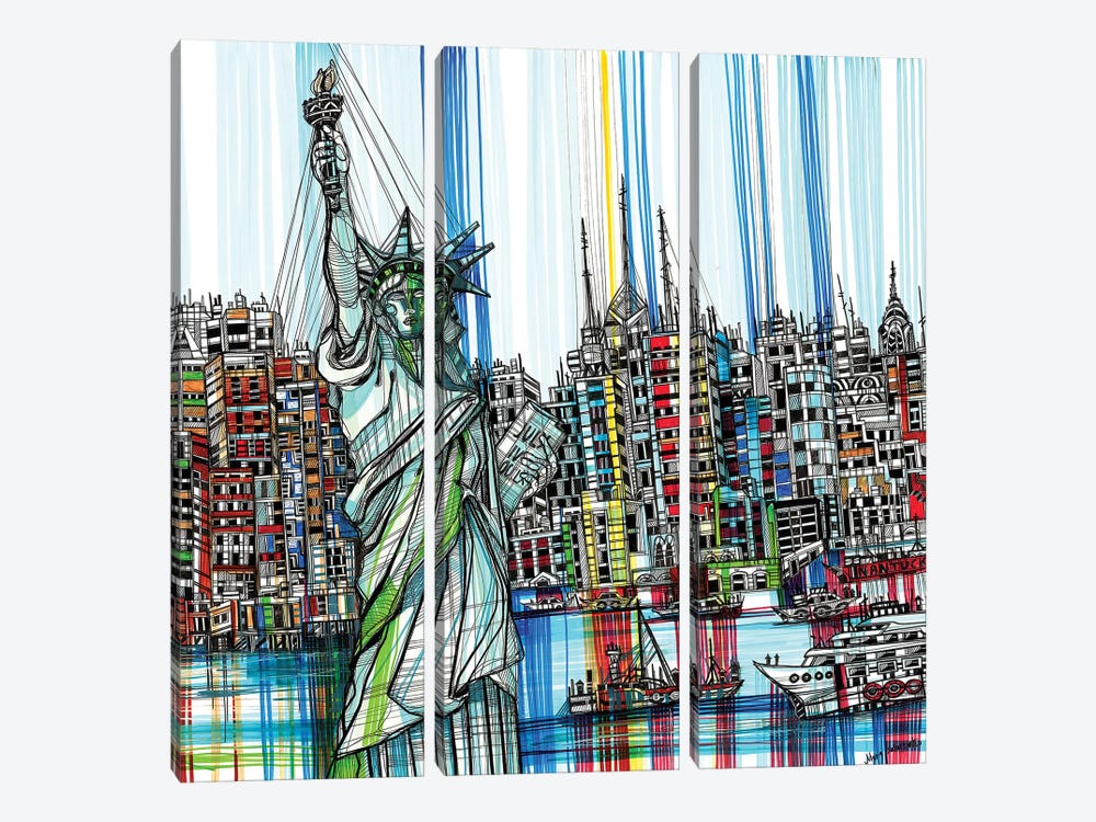 Statue Of Liberty by Maria Susarenko 3-piece Canvas Artwork