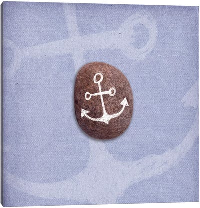 Anchors Up Canvas Art Print - Seaside Skipping Stones