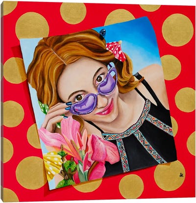 Pin-Up Girl Canvas Art Print - Polka Dot Patterns