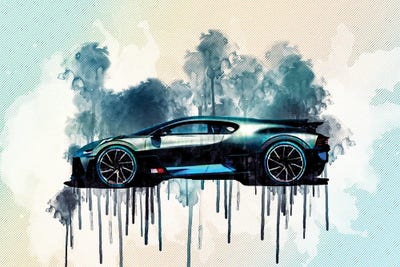 2019 Bugatti Divo Hypercar Side View by Sissy Angelastro framed canvas print