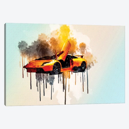 Hypercar Lamborghini Murcielago Orange Lamborghini Canvas Print #SSY100} by Sissy Angelastro Canvas Art