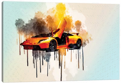 Hypercar Lamborghini Murcielago Orange Lamborghini Canvas Art Print - Lamborghini