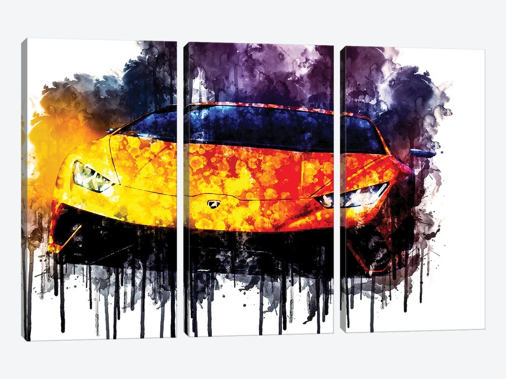 2017 Lamborghini Huracan Performante by Sissy Angelastro 3-piece Canvas Wall Art