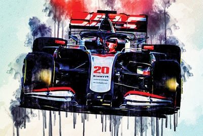 Kevin Magnussen Closeup Haas Vf-20 Raceway 2020 F1 Cars Formula 1 by Sissy Angelastro canvas print