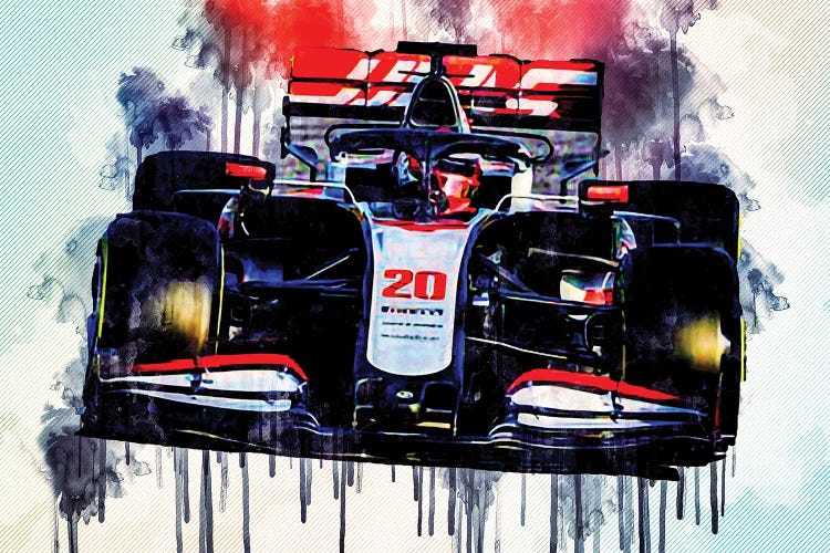 Kevin Magnussen Closeup Haas Vf-20 Raceway 2020 F1 Cars Formula 1 by Sissy Angelastro wall art