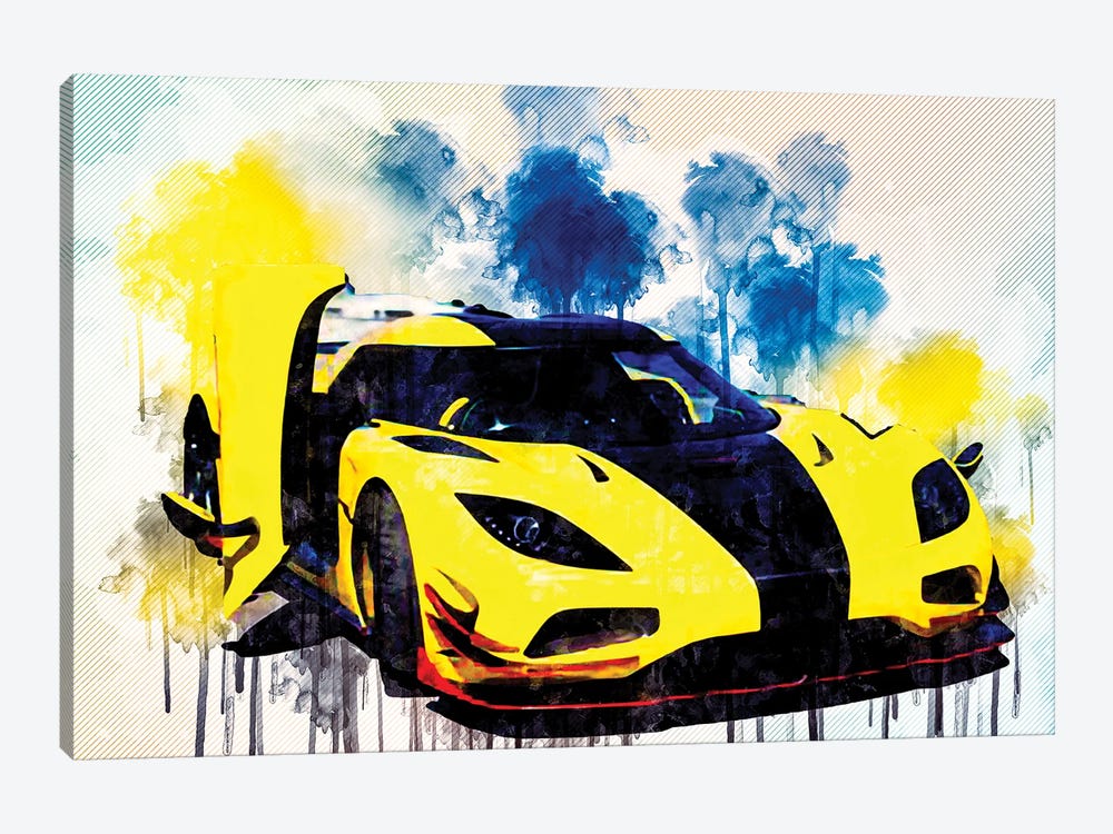 Koenigsegg Agera R Hypercar Sports Cars Yellow by Sissy Angelastro 1-piece Art Print
