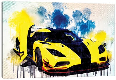 Koenigsegg Agera R Hypercar Sports Cars Yellow Canvas Art Print - Sissy Angelastro