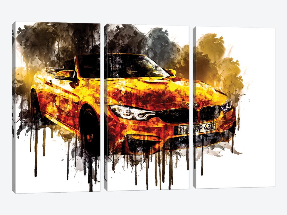 2018 BMW M4 Convertible 30 Jahre Special Edition by Sissy Angelastro 3-piece Canvas Art Print