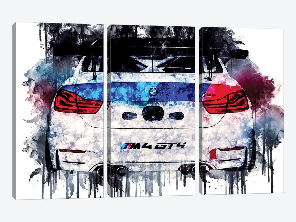 2018 BMW M4 GT4 by Sissy Angelastro 3-piece Canvas Art