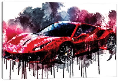 2018 Ferrari 488 Pista Canvas Art Print - Sissy Angelastro