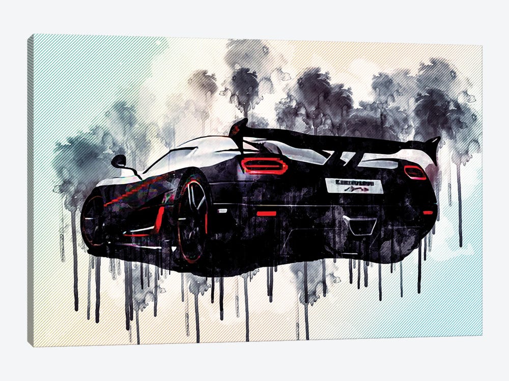 Koenigsegg Agera Rs 2017 Hypercar Rear View Carbon Case Tuning Supercar by Sissy Angelastro 1-piece Canvas Print
