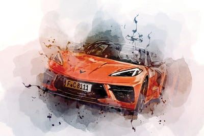 Chevrolet Corvette Stingray Convertible Road 2022 by Sissy Angelastro framed canvas print