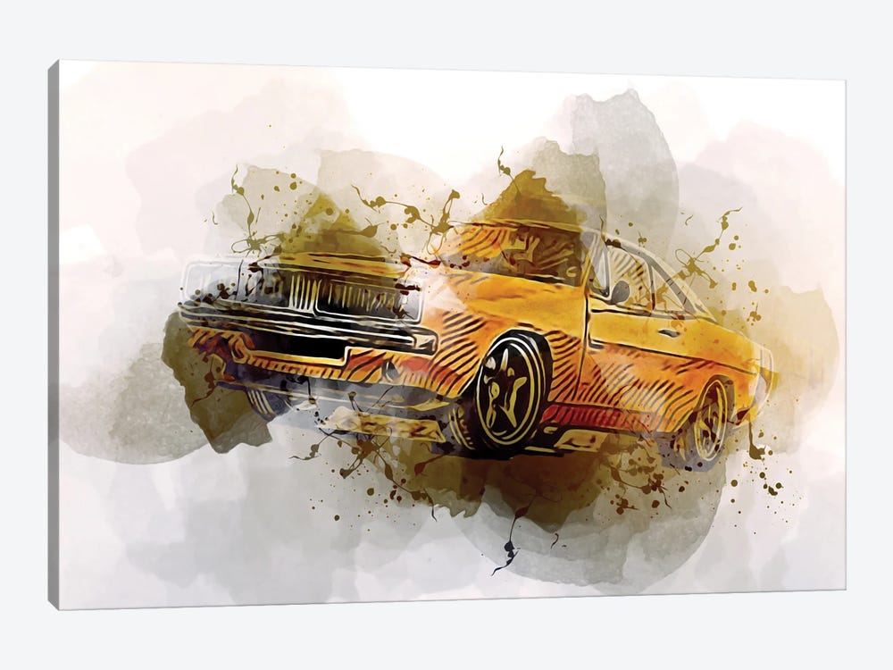 1969 Dodge Charger Captiv Abstract Cars Car Drawings Dodge by Sissy Angelastro 1-piece Canvas Artwork