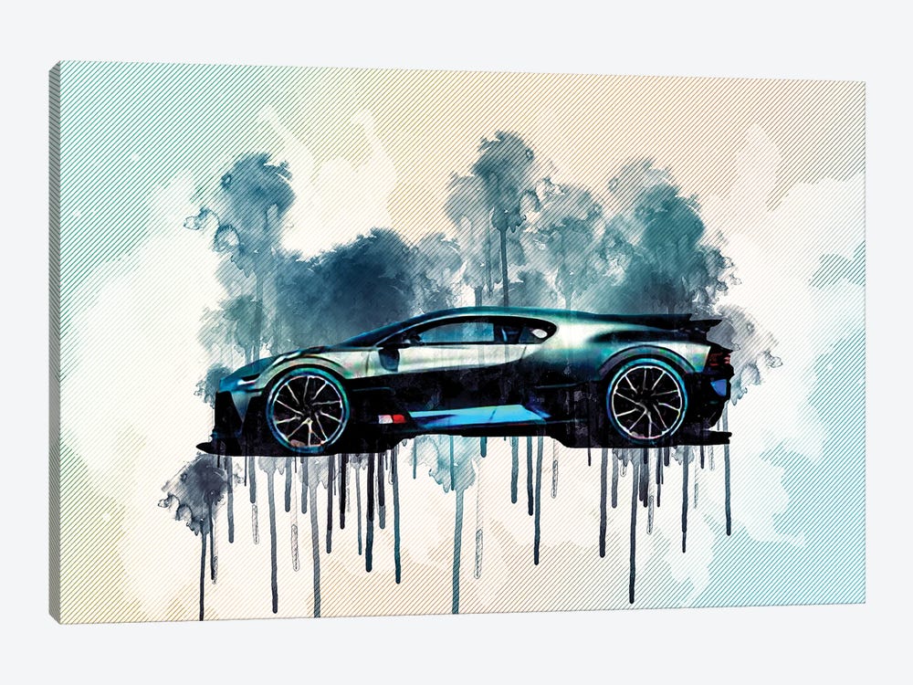 2019 Bugatti Divo Hypercar Side View by Sissy Angelastro 1-piece Canvas Artwork