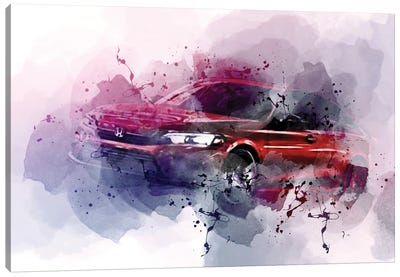 Honda Civic 2022 Exterior Red Sedan Canvas Art Print - Sissy Angelastro