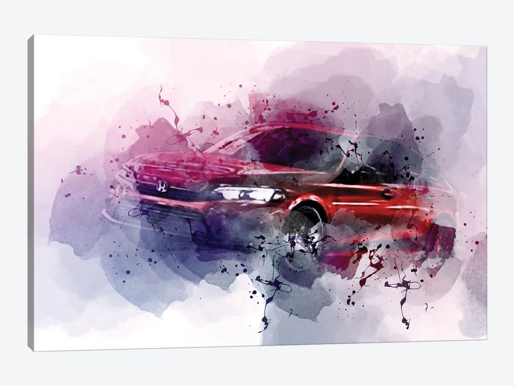 Honda Civic 2022 Exterior Red Sedan by Sissy Angelastro 1-piece Art Print