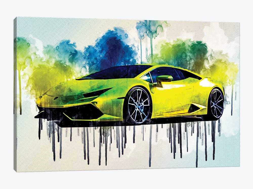 Lamborghini Huracan 2015 Hypercar Green by Sissy Angelastro 1-piece Canvas Art