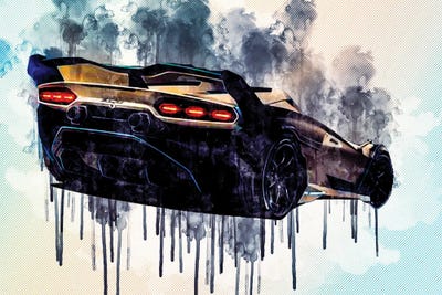 Lamborghini Sc20 2020 Rear View Hypercar New Sc20 Racing Cars by Sissy Angelastro canvas print