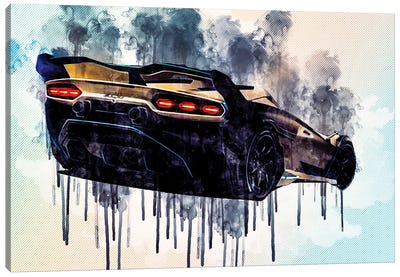 Lamborghini Sc20 2020 Rear View Hypercar New Sc20 Racing Cars Canvas Art Print - Sissy Angelastro