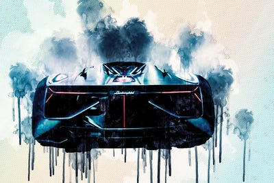 Lamborghini Terzo Millennio 2017 Rear View Supercar Garage Presentation Hypercar by Sissy Angelastro framed canvas print