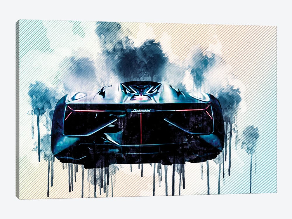 Lamborghini Terzo Millennio 2017 Rear View Supercar Garage Presentation Hypercar by Sissy Angelastro 1-piece Canvas Art