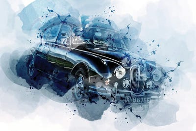 Jaguar Mark 2 Retro Cars 1965 Cars by Sissy Angelastro framed canvas print