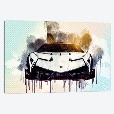 Lamborghini Veneno 2017 Vag White Veneno Front View Supercar Italian Sports Cars Hypercar Canvas Print #SSY118} by Sissy Angelastro Canvas Art Print