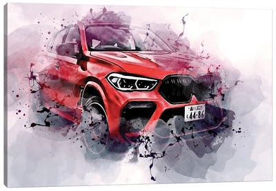 BMW X6M Competition Motion Blur 2022 Cars F96 Canvas Art Print - Sissy Angelastro