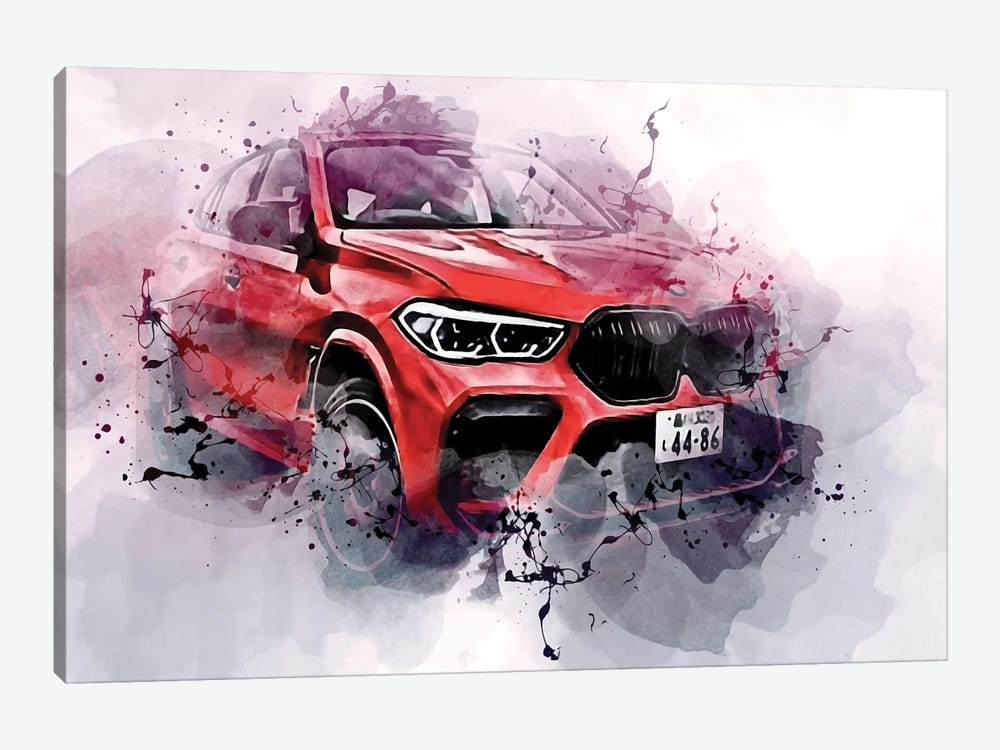 BMW X6M Competition Motion Blur 2022 Cars F96 by Sissy Angelastro 1-piece Art Print
