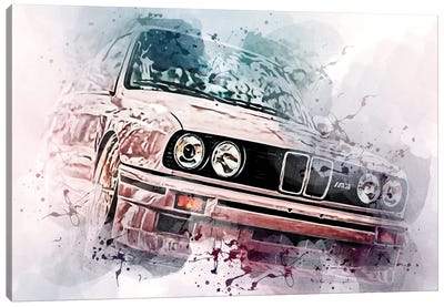 BMW M3 E30 Pink M3 E30 Gold Wheels Canvas Art Print - Sissy Angelastro