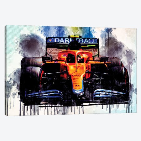 Lando Norris Raceway Mclaren Mcl35M On Track Formula 1 2021 F1 Cars Sportscars Canvas Print #SSY119} by Sissy Angelastro Canvas Print