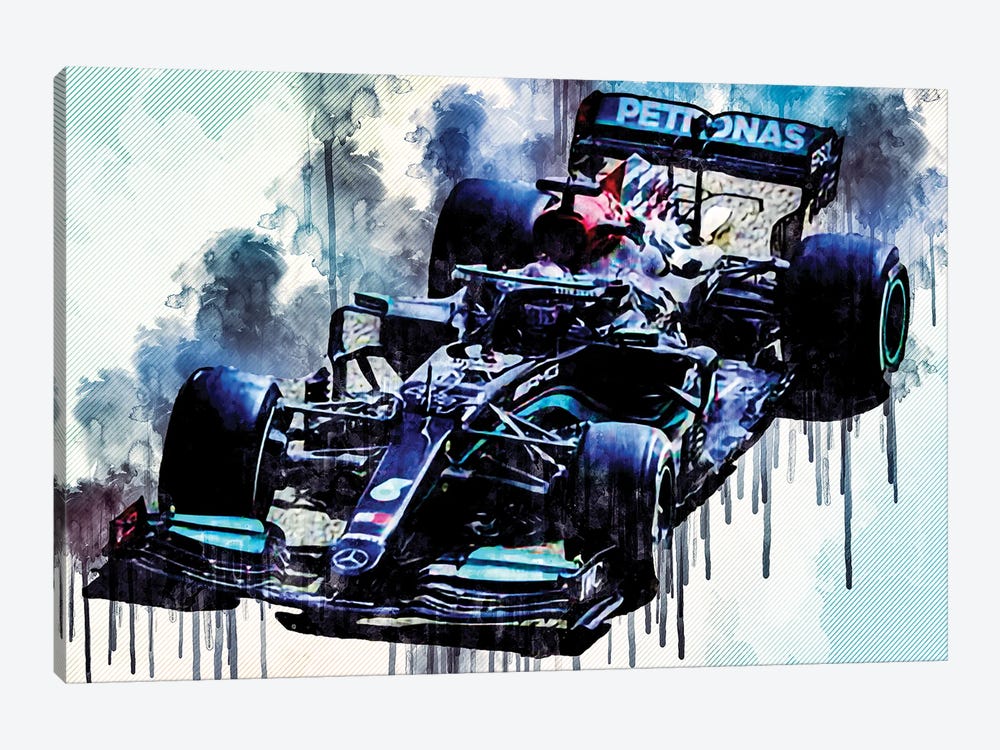 Lewis Hamilton 2021 Mercedes-Amg F1 W12 Mercedes-Amg Petronas Formula One Team British Racing Drivers Formula 1 by Sissy Angelastro 1-piece Art Print