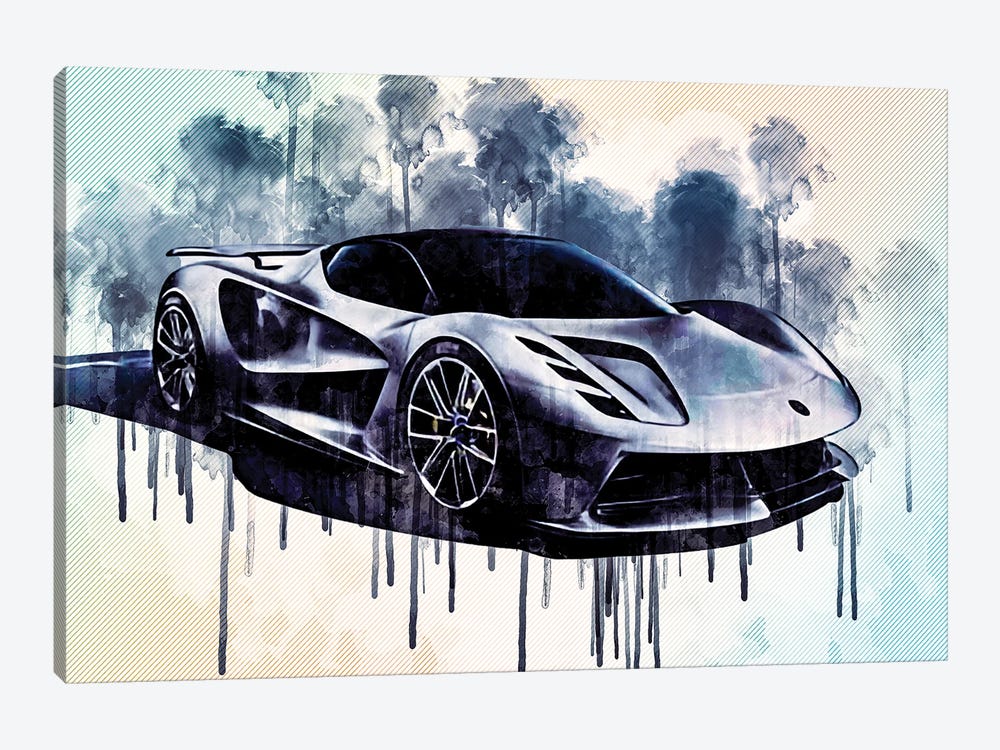 Lotus Evija 2020 Exterior Front View Electric Hypercar by Sissy Angelastro 1-piece Canvas Artwork