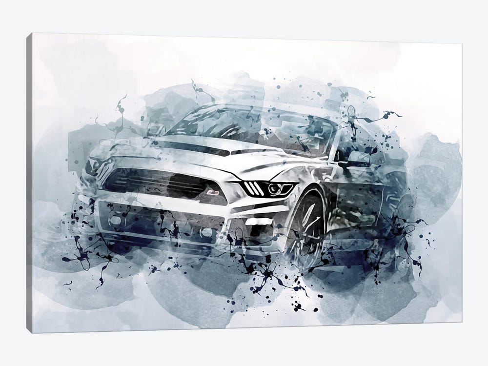 Ford Mustang S550 Exterior White Sports Coupe by Sissy Angelastro 1-piece Canvas Art Print