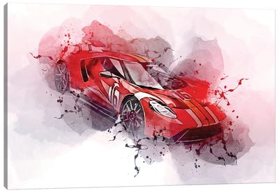2022 Ford Gt Alan Mann Heritage Edition Exterior Red Canvas Art Print - Ford