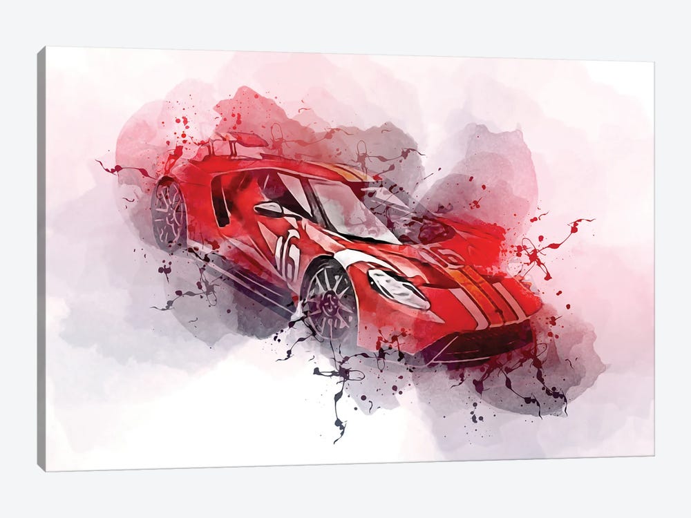 2022 Ford Gt Alan Mann Heritage Edition Exterior Red by Sissy Angelastro 1-piece Art Print
