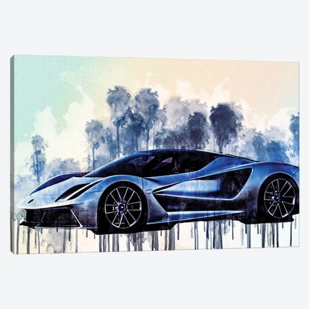 Lotus Evija 2020 Side View Silver Hypercar Exterior New Silver Evija British Sports Cars Canvas Print #SSY123} by Sissy Angelastro Canvas Wall Art