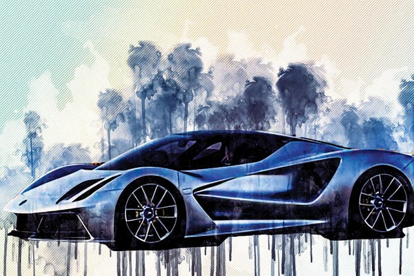 Lotus: Lotus Evija 2020 Side View Silver Hypercar Exterior New Silver Evija British Sports Cars by Sissy Angelastro