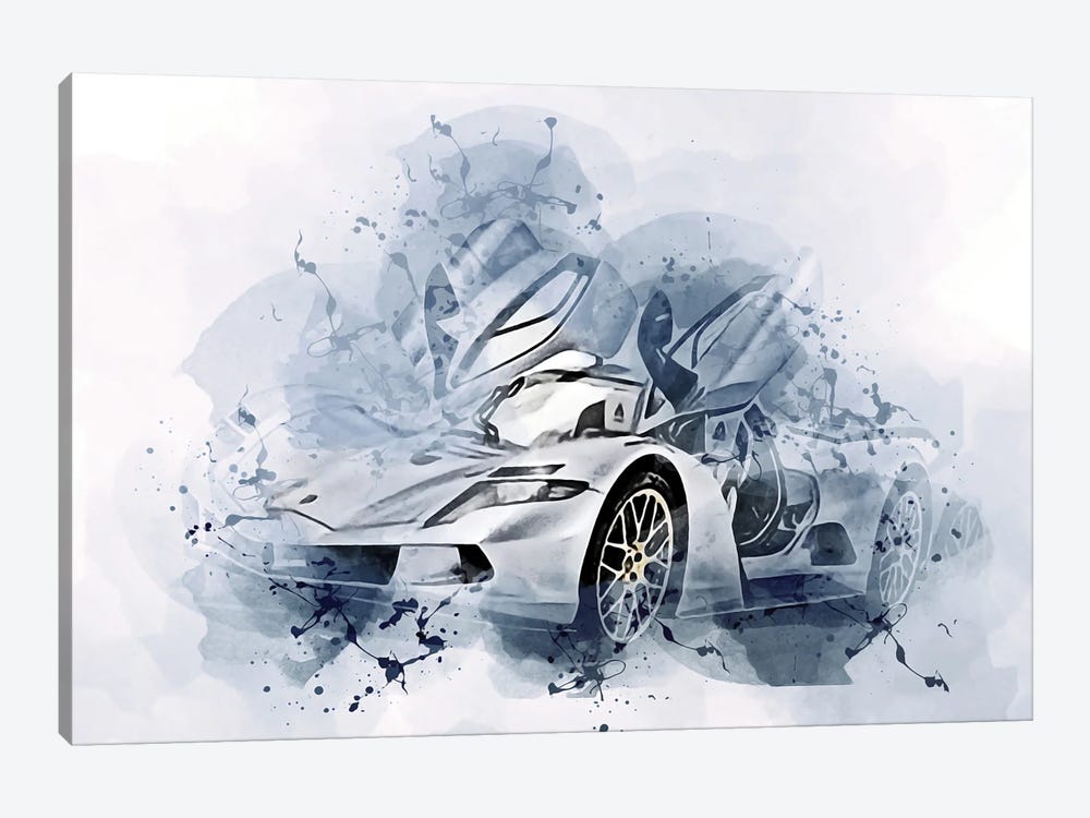 Aspark Owl 2022 Hypercar Exterior Silver by Sissy Angelastro 1-piece Canvas Art Print