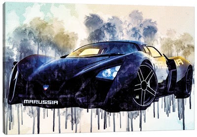 Marussia B2 Russian Hypercar Black Sports Marussia Motors Canvas Art Print - Sissy Angelastro