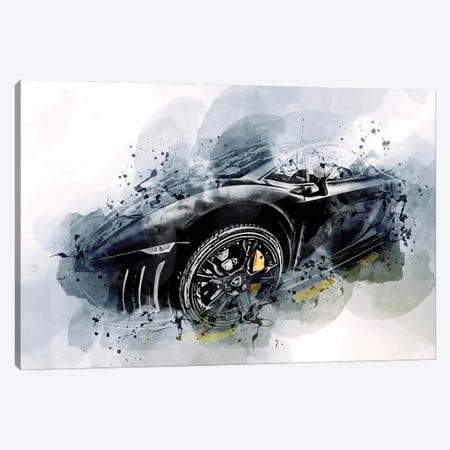 Lamborghini Gallardo Supercars Street Monochrome Canvas Print #SSY1265} by Sissy Angelastro Canvas Art