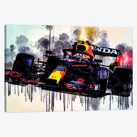 Max Verstappen Close-Up Red Bull Racing Rb16B 2021 F1 Cars Formula 1 Raceway Rb16B On Track Red Bull Racing Honda Canvas Print #SSY127} by Sissy Angelastro Canvas Art Print