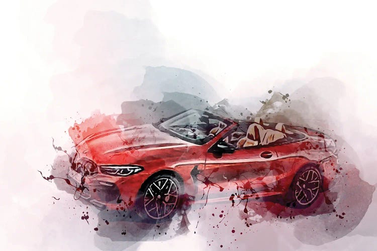 BMW M8 Competition Cabrio Red Cabriolet 2022 by Sissy Angelastro wall art