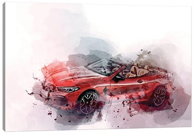 BMW M8 Competition Cabrio Red Cabriolet 2022 Canvas Art Print - Sissy Angelastro
