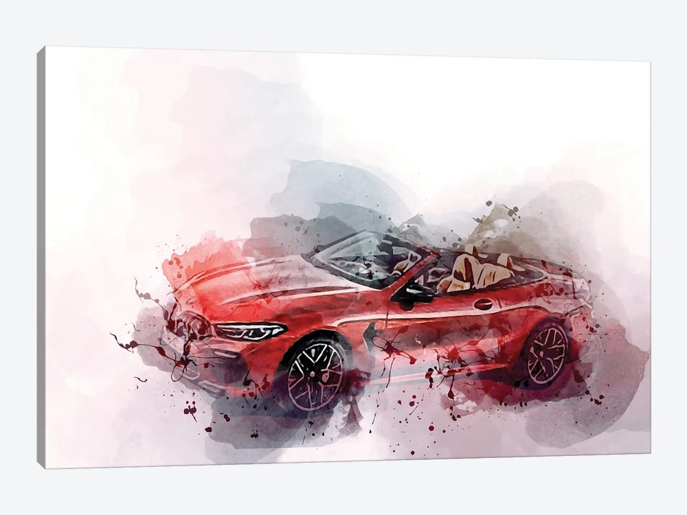BMW M8 Competition Cabrio Red Cabriolet 2022 by Sissy Angelastro 1-piece Canvas Print